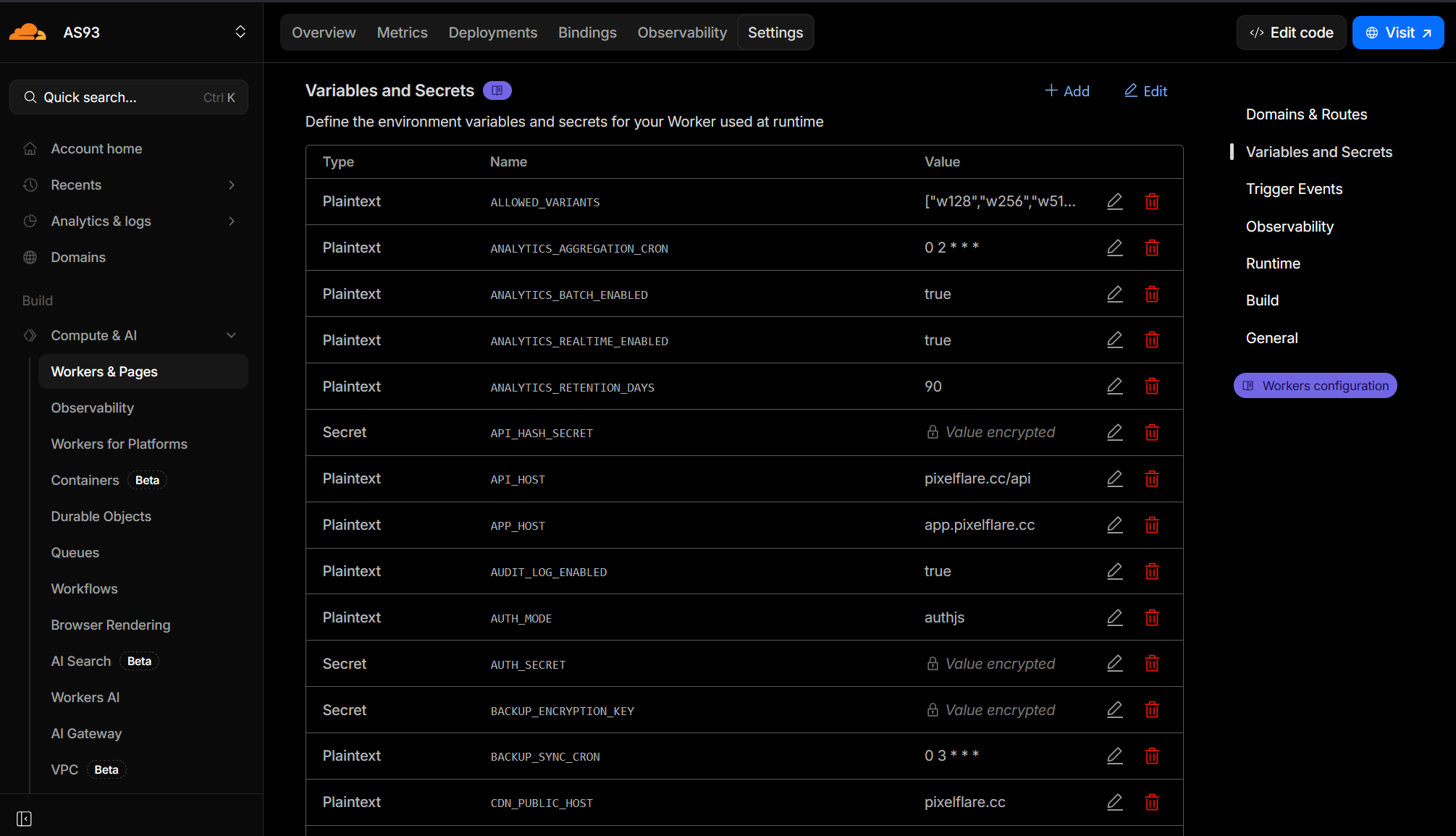 Set secrets and vars