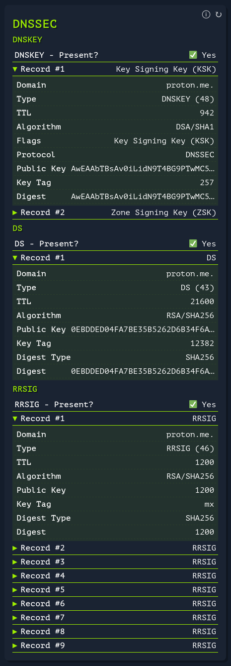Example Screenshot DNS Security Extensions