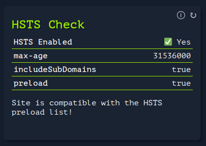 Example Screenshot HTTP Strict Transport Security