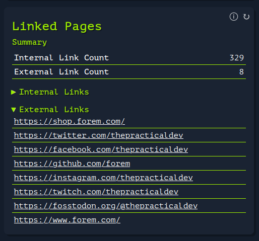 Example Screenshot Linked Pages