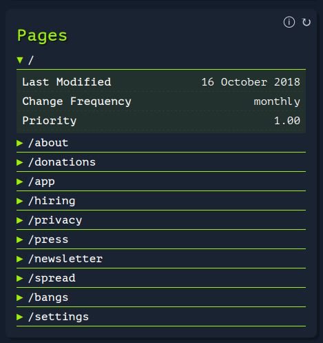 Example Screenshot Listed Pages