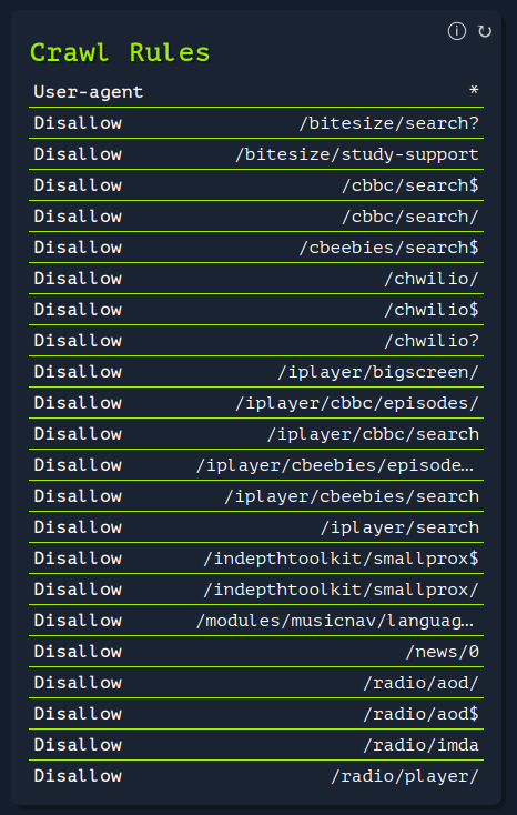 Example Screenshot Crawl Rules