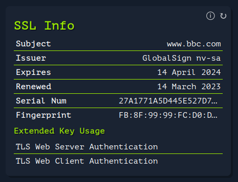 Example Screenshot SSL Chain