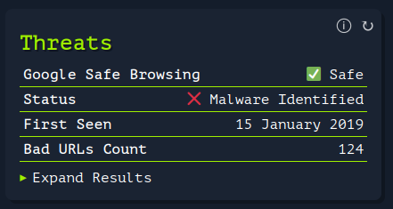 Example Screenshot Malware & Phishing Detection