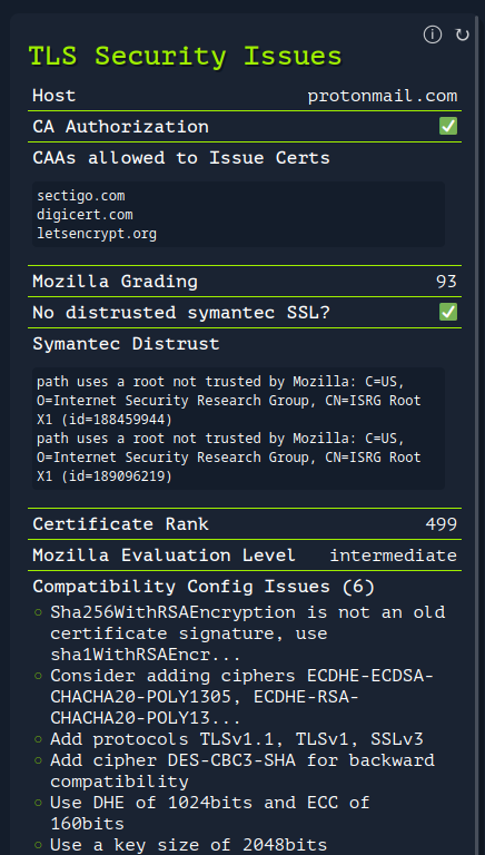 Example Screenshot TLS Security Config
